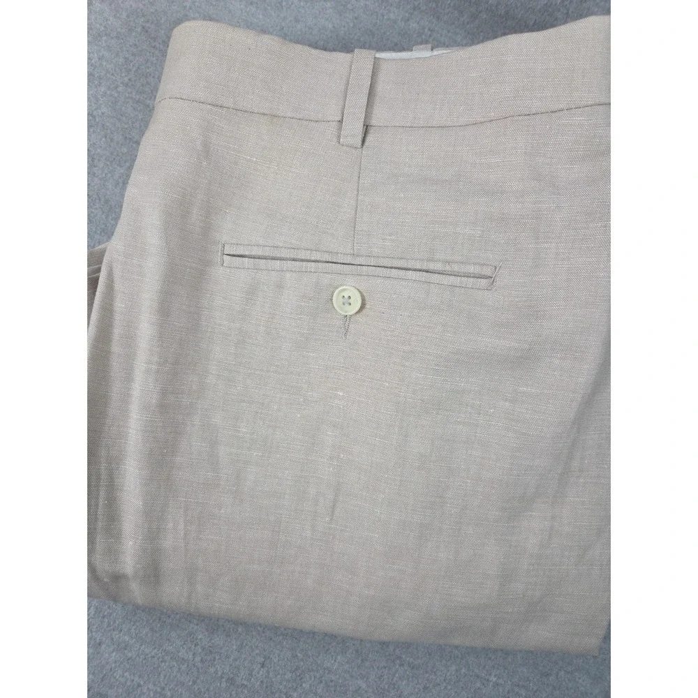 Perry Ellis Folio‎ Flex Mens Pants 38x30 Linen Blend Retro Pleated Cuffed Preppy